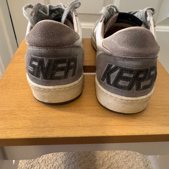 Golden Goose Ball Star Cream and Gray Suede Sneakers - Picture 3 of 8
